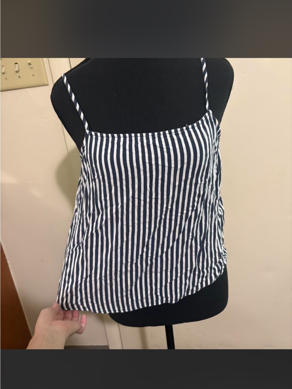 H&M Navy & White Striped Spaghetti Strap Cami